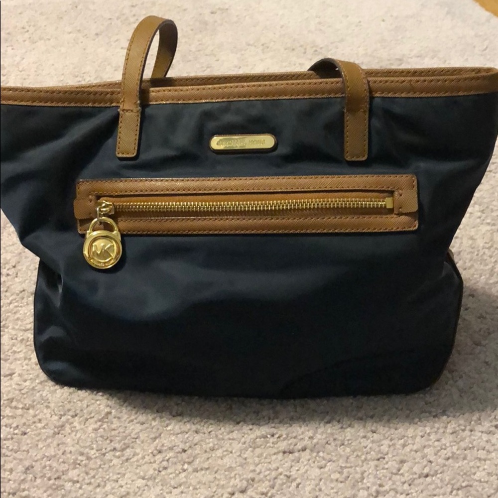 Navy and Brown Michael Kors Small Tote